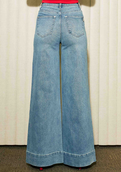 High Noon Pintuck Wide Leg Jeans