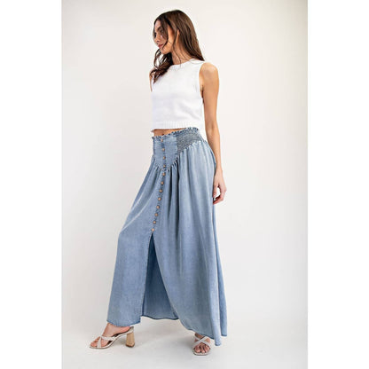 Denim Front Slit Maxi Skir