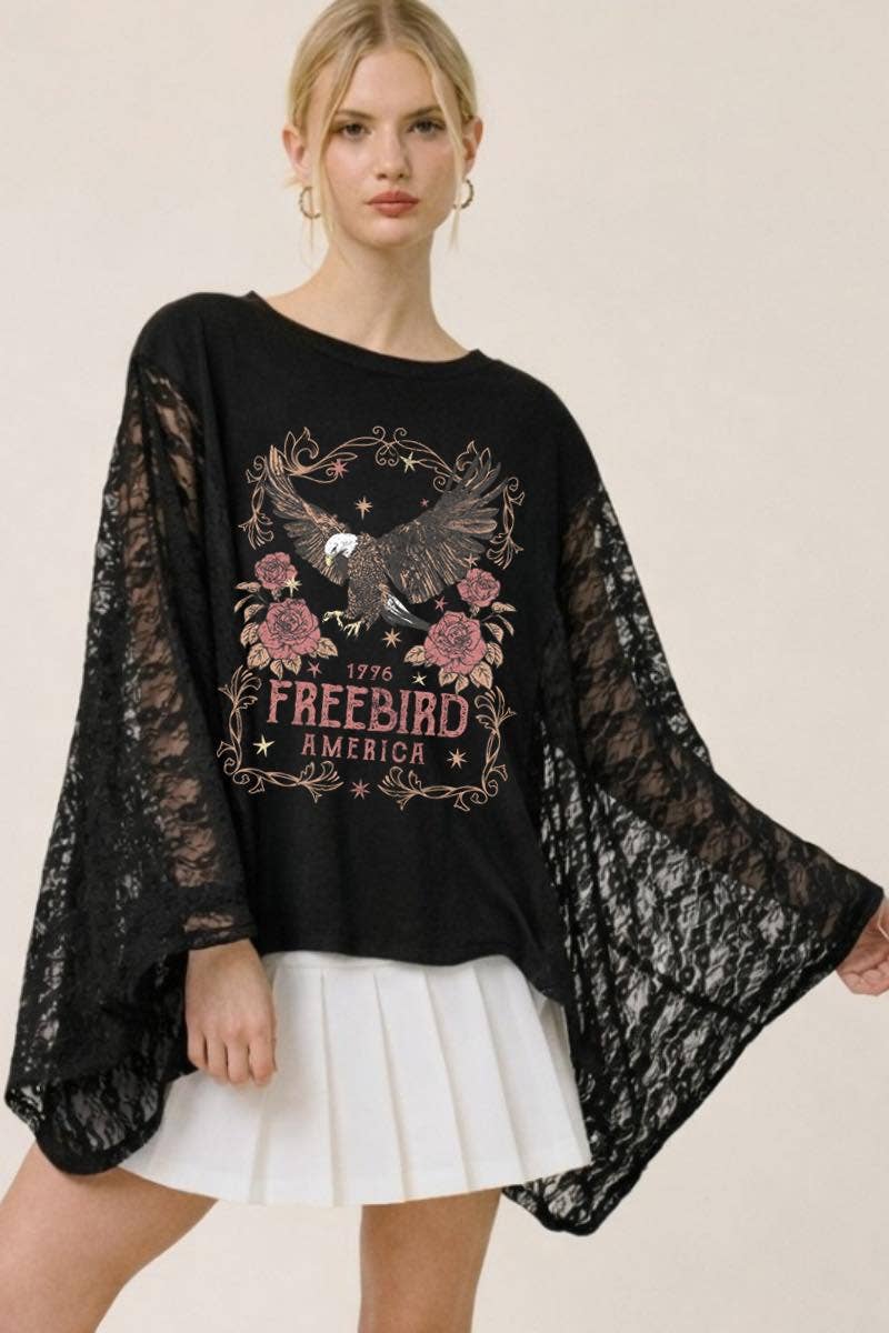 Free Bird 1776 Lace Wing Top