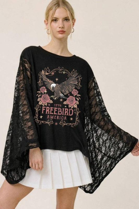 Free Bird 1776 Lace Wing Top