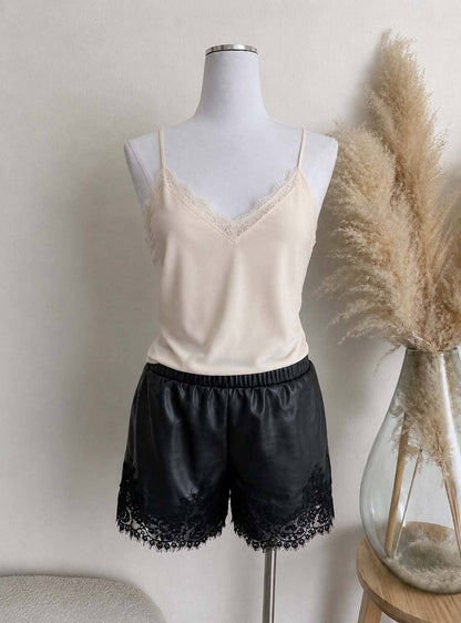 Midnight Lace Faux Leather Shorts