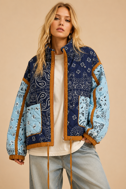 Blue Bandana Quilted Jacket