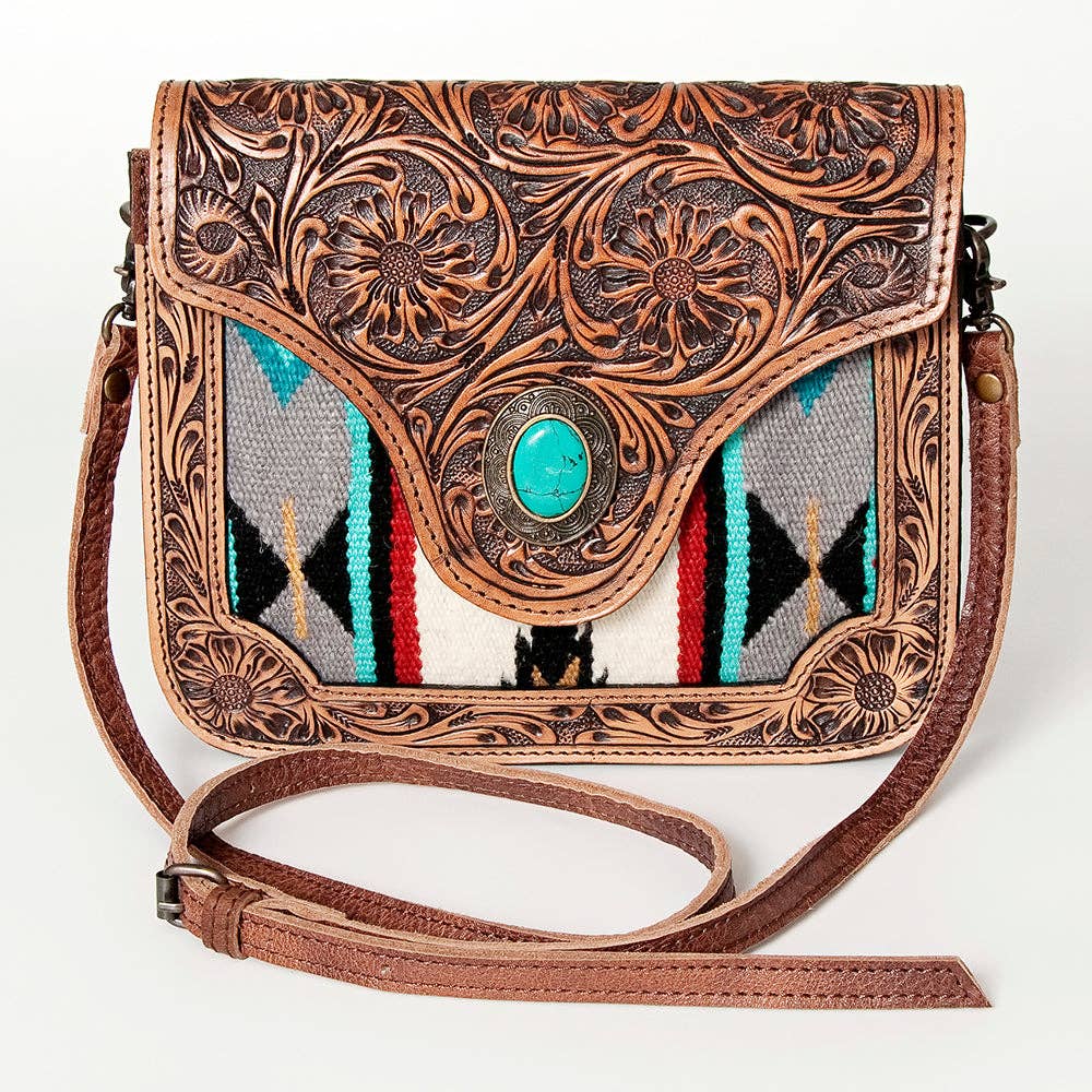 High Desert Turquoise Stone Leather Crossbody