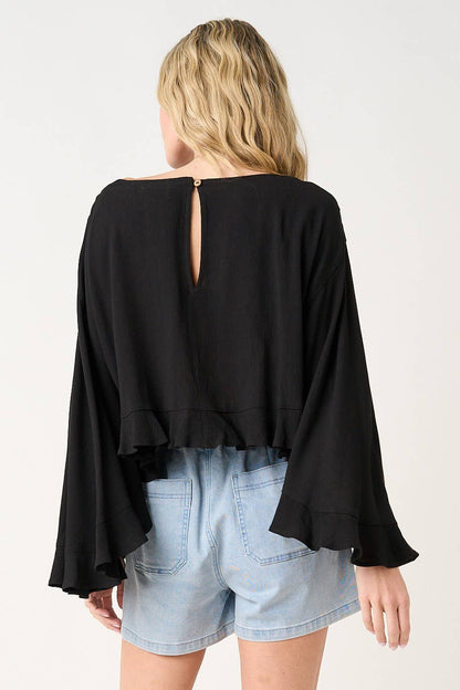 Sorbet Sky Batwing Ruffle Top