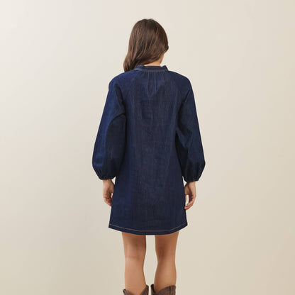 Indigo Bow Front Denim Mini Dress
