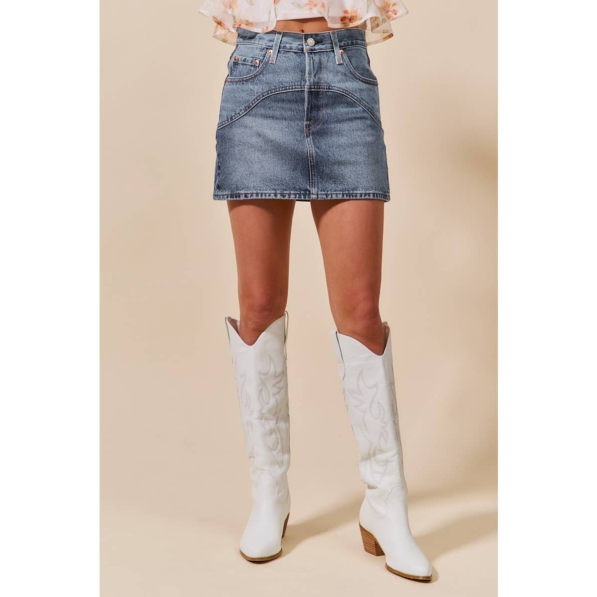 Saddle Ridge Denim Mini Skirt