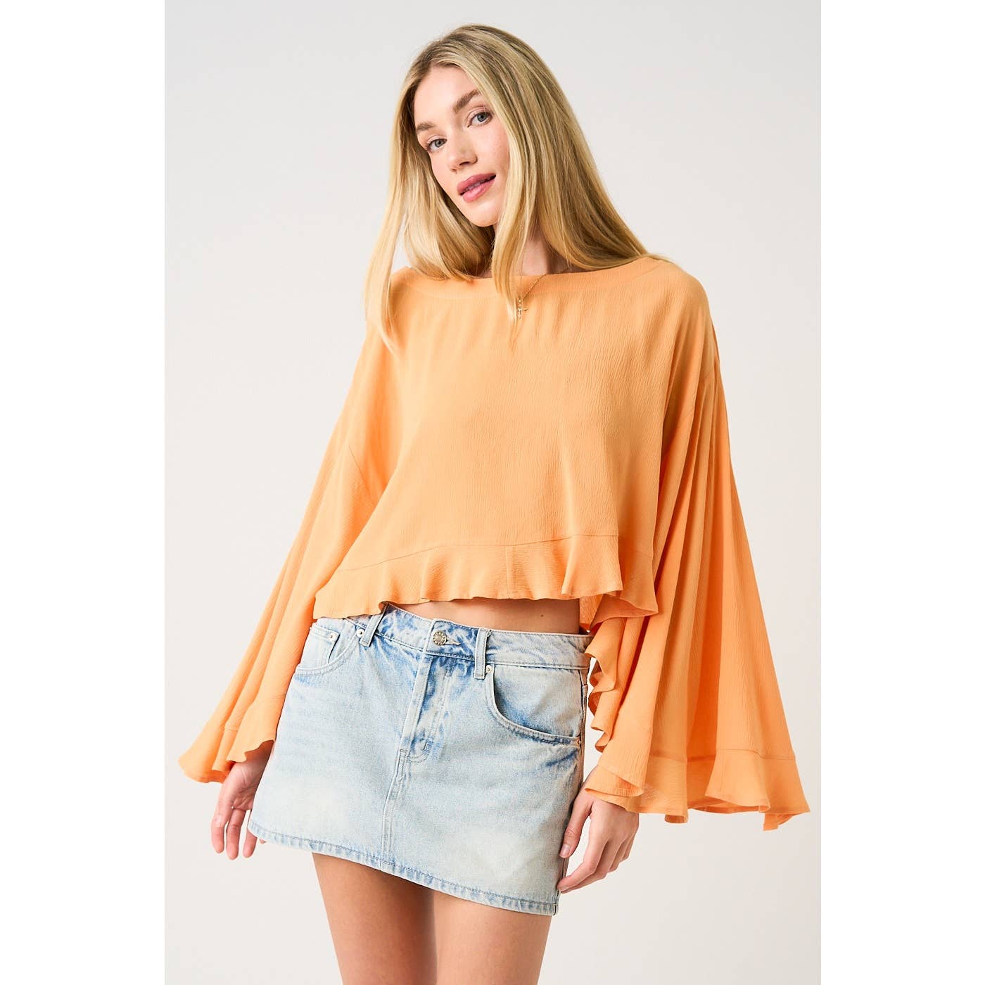 Sorbet Sky Batwing Ruffle Top