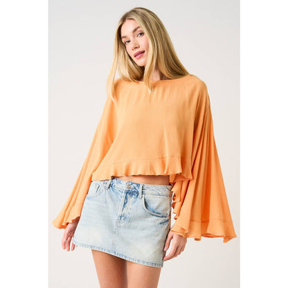 Sorbet Sky Batwing Ruffle Top