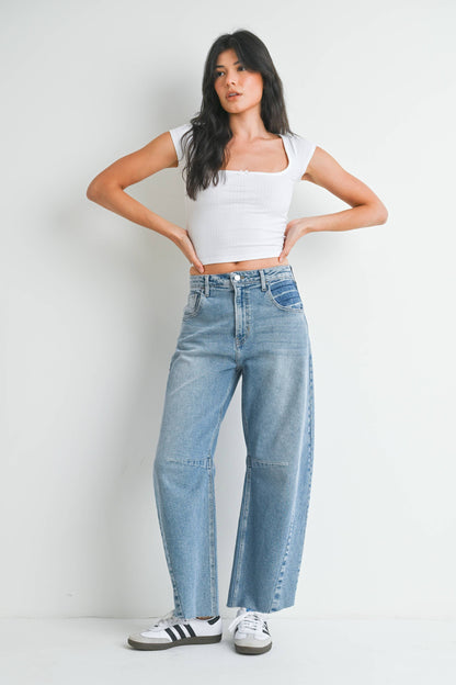 Light Wash Barrel Jeans