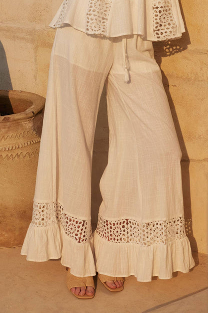 Prairie Lace Ruffle Hem Pants