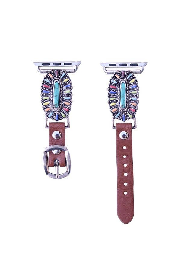 Western Concho Apple Watch Band – Turquoise (Small 38–41mm)
