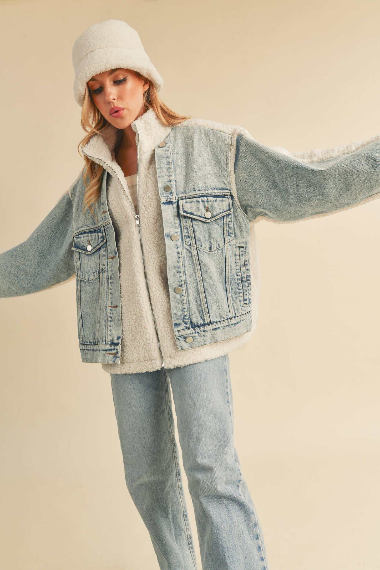Laid-Back Cowgirl Denim Fleece Jacket