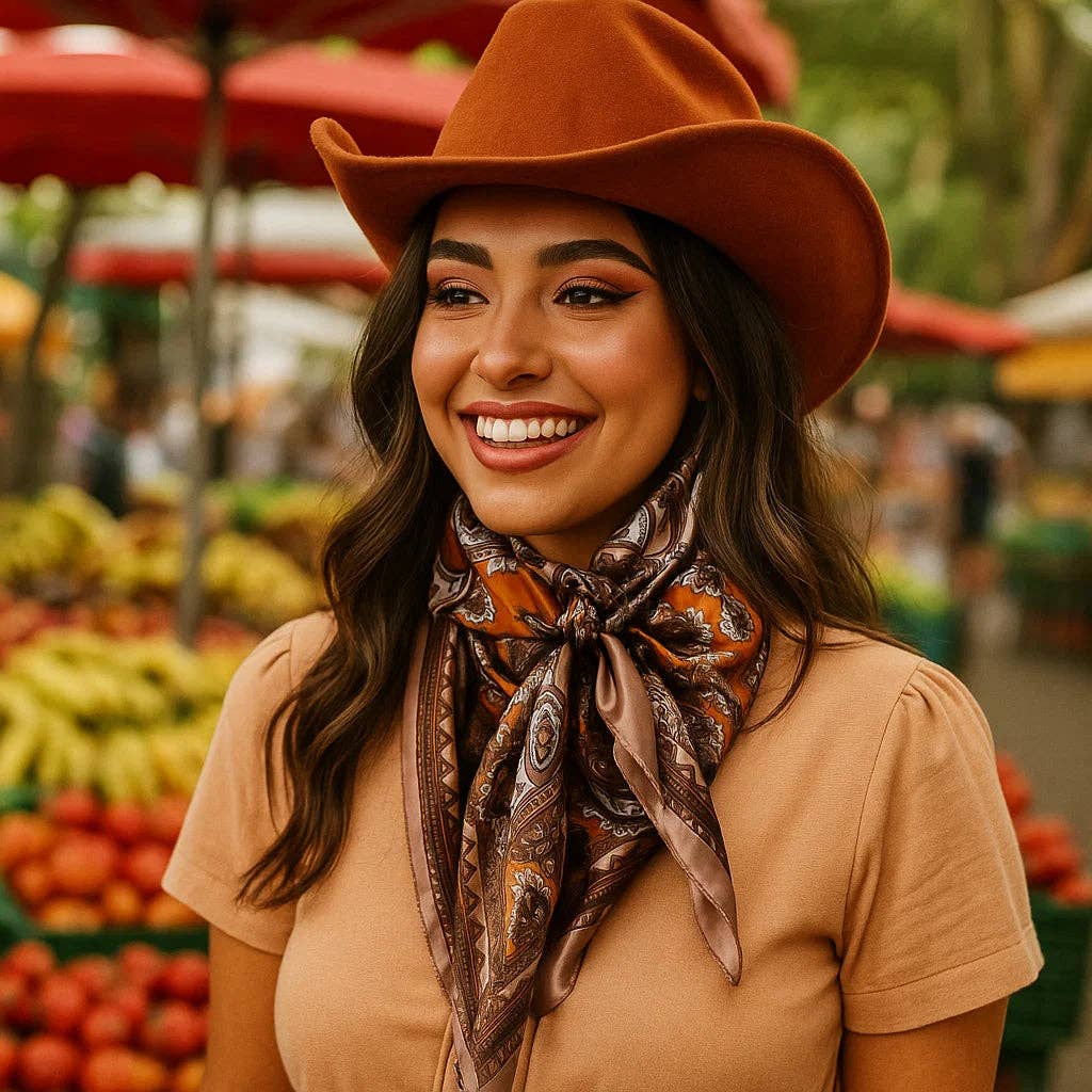 Orange & Tan Paisley Western Wild Rag Scarf