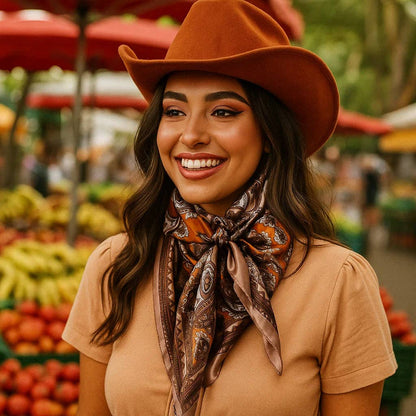Orange & Tan Paisley Western Wild Rag Scarf