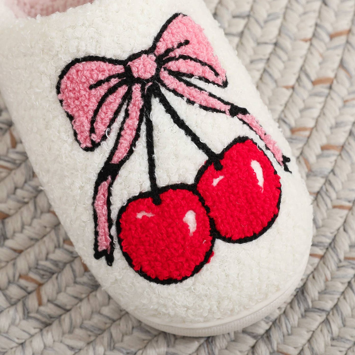 Christmas Bownot Cherry Plush Slippers | Willow & Nash