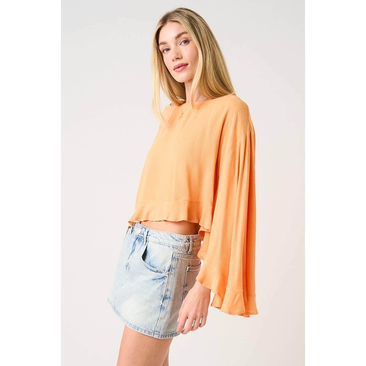 Sorbet Sky Batwing Ruffle Top
