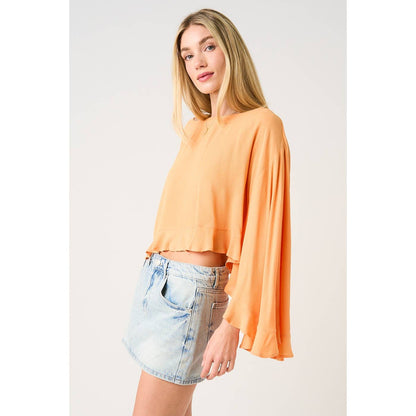 Sorbet Sky Batwing Ruffle Top