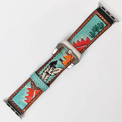 Desert Rose Hand-Painted Western Leather Smart Watch Band