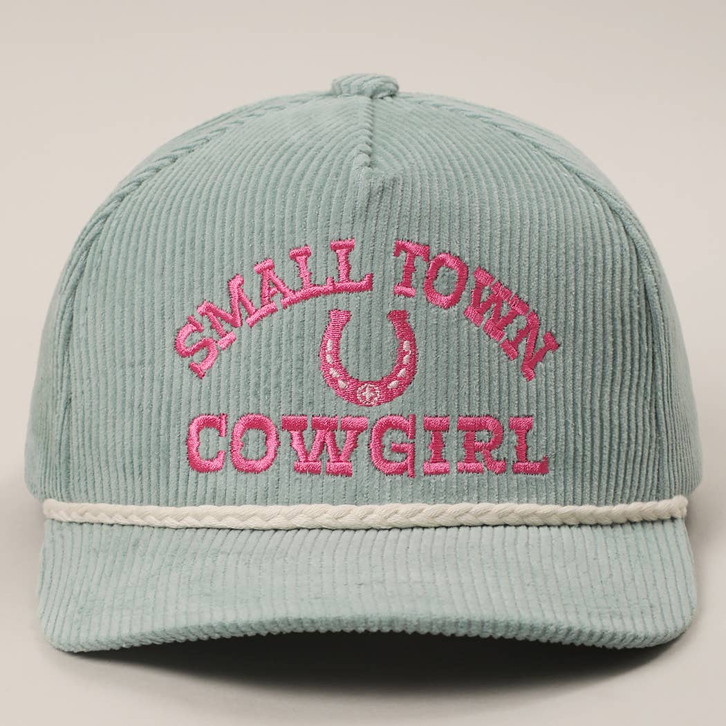 Small Town Cowgirl Corduroy Rope Hat – Sage