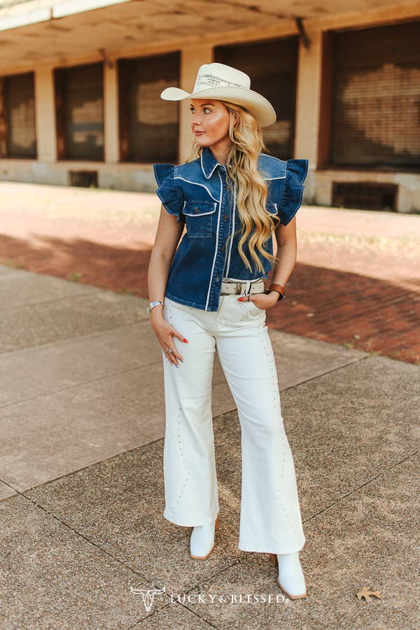 Dark Wash Ruffle Western