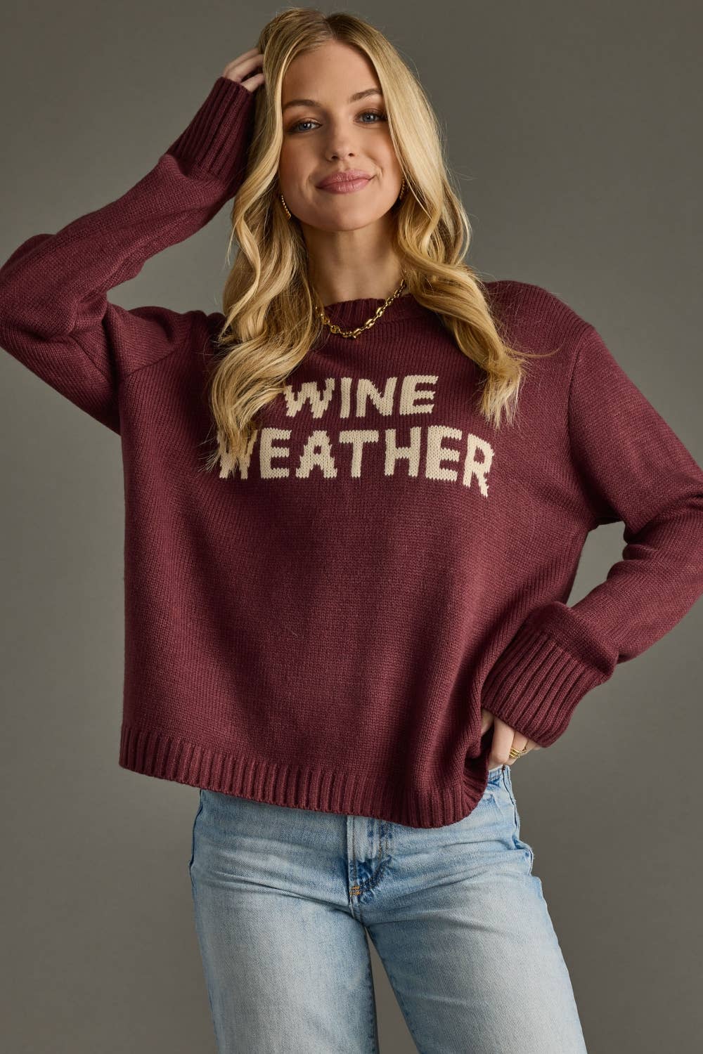 Wine Weather Sweater in Black Cherry