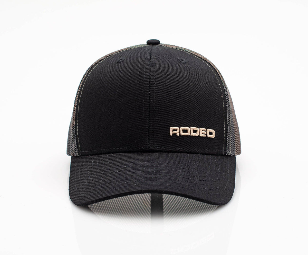 Rodeo Black Embroidered Trucker Hat