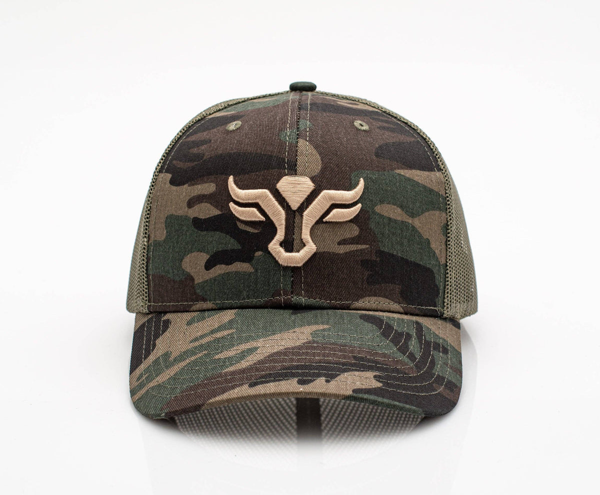 Camo Longhorn Embroidered Trucker Hat
