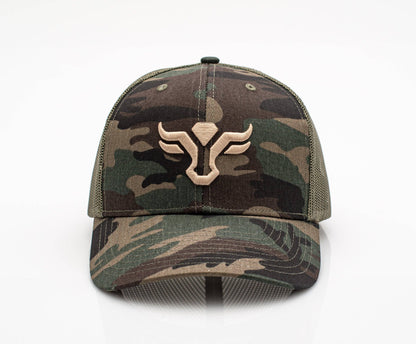 Camo Longhorn Embroidered Trucker Hat