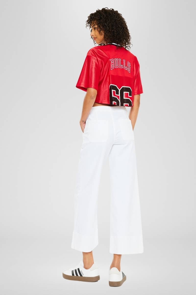 High Rise Cropped Wide Leg Jean – White