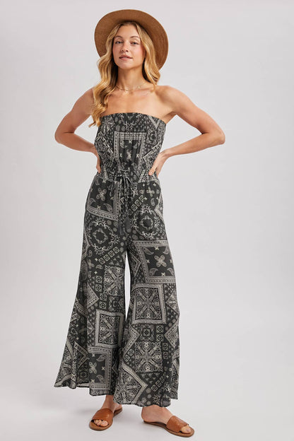 Desert Breeze Strapless Wide-Leg Jumpsuit