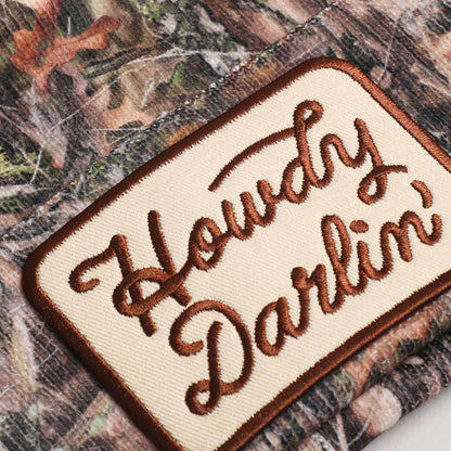 Howdy, Darlin' Embroidered Patch Camo Beanie