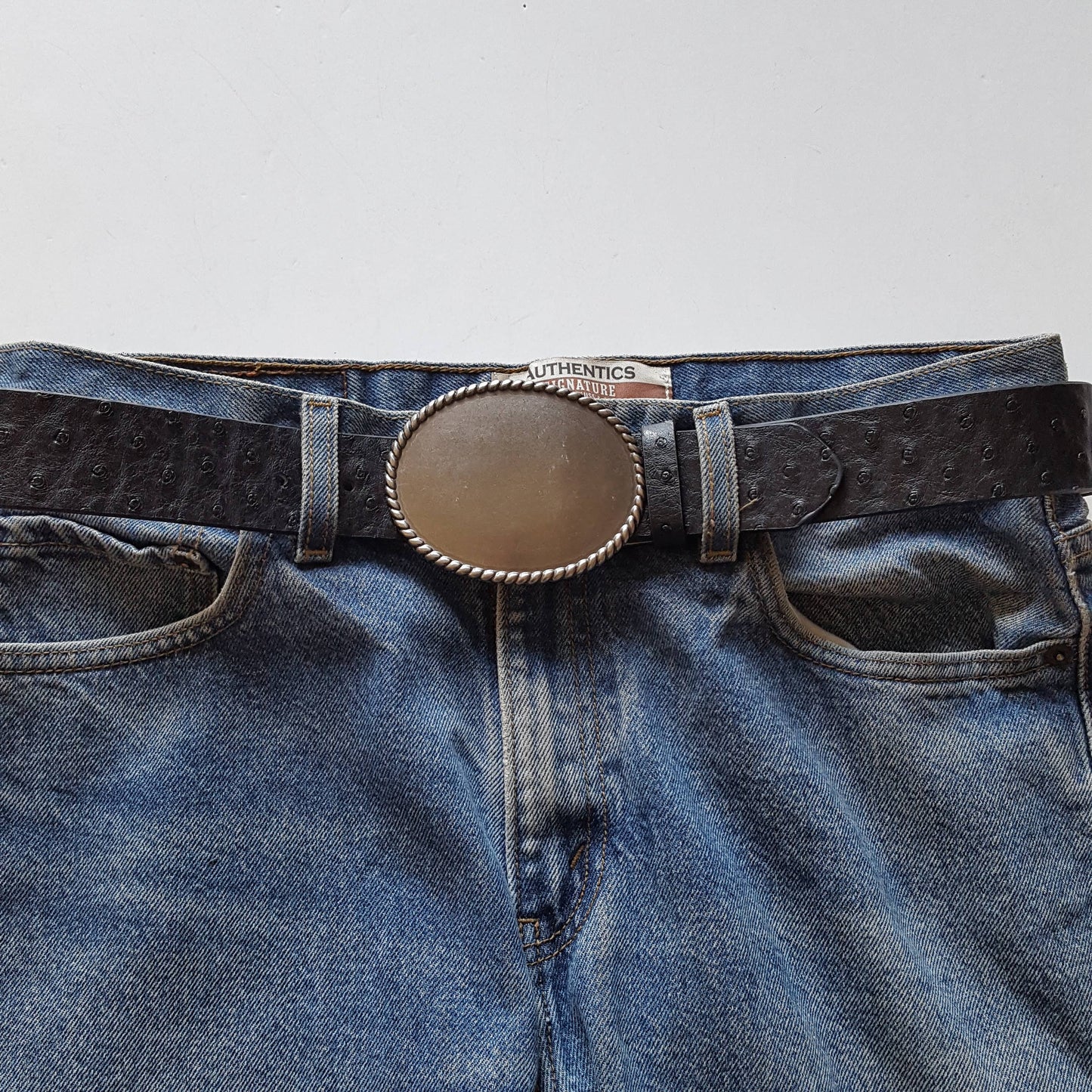 Midnight Ostrich Western Belt