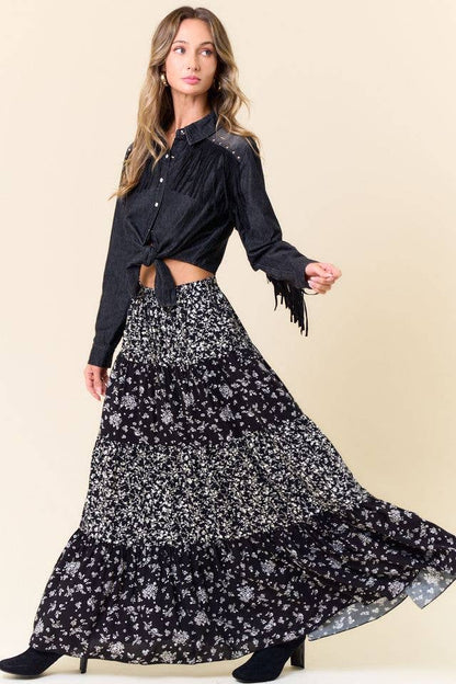 Prairie Bloom Tiered Maxi Skirt