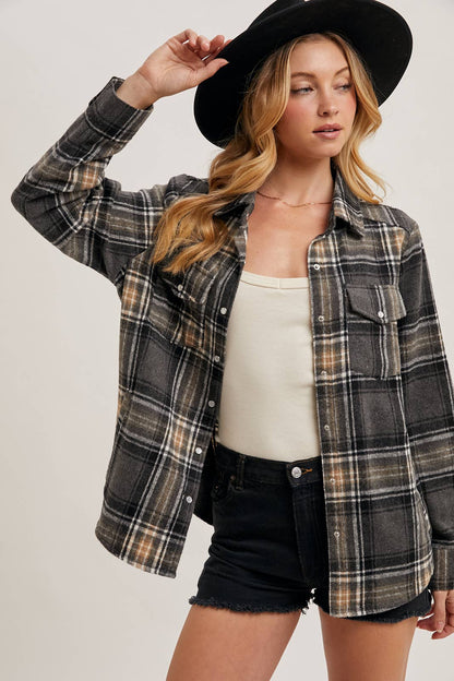 Plaid Button-Down Shacket