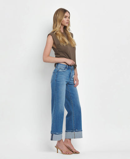 Canyon Cuffed Wide-Leg Jeans