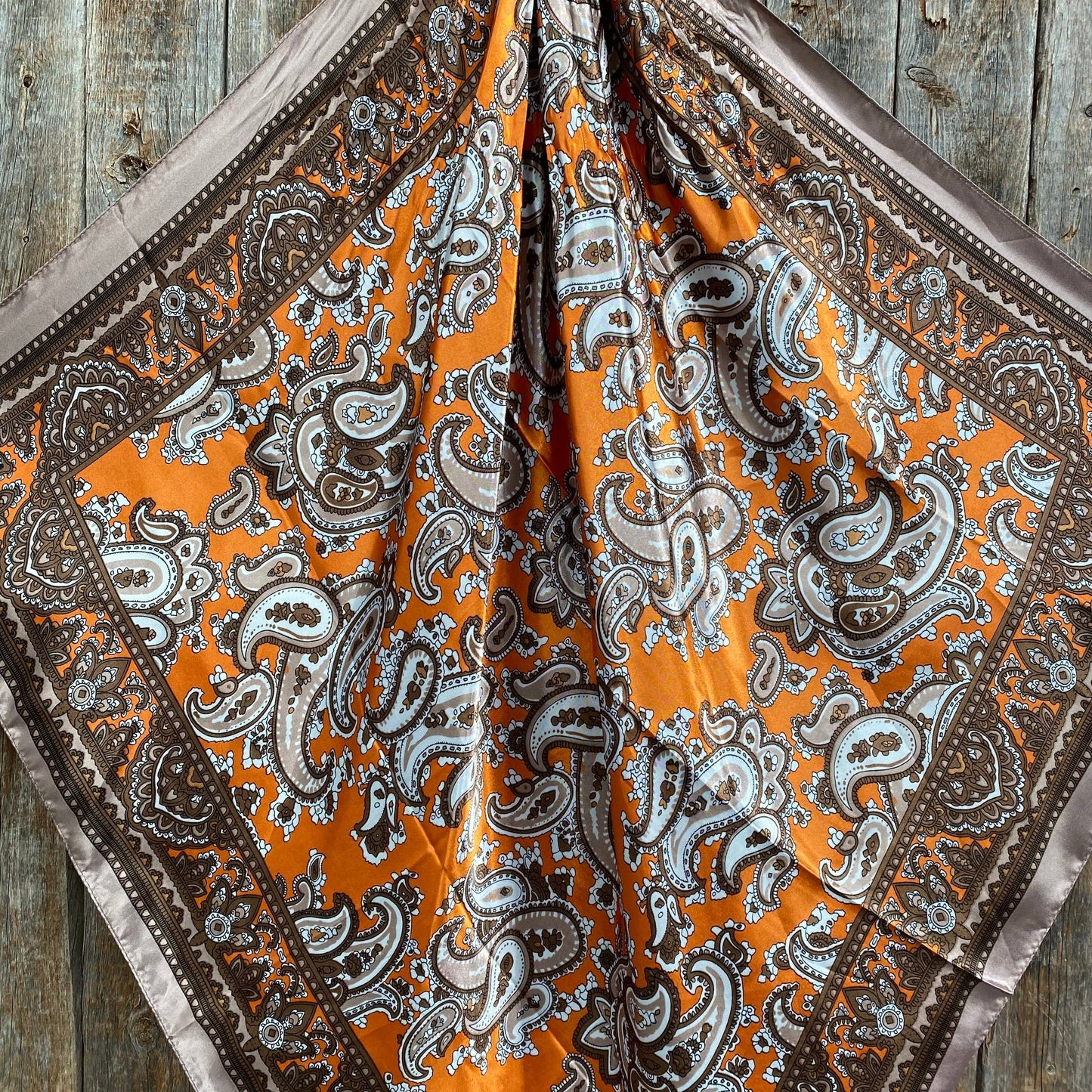 Orange & Tan Paisley Western Wild Rag Scarf