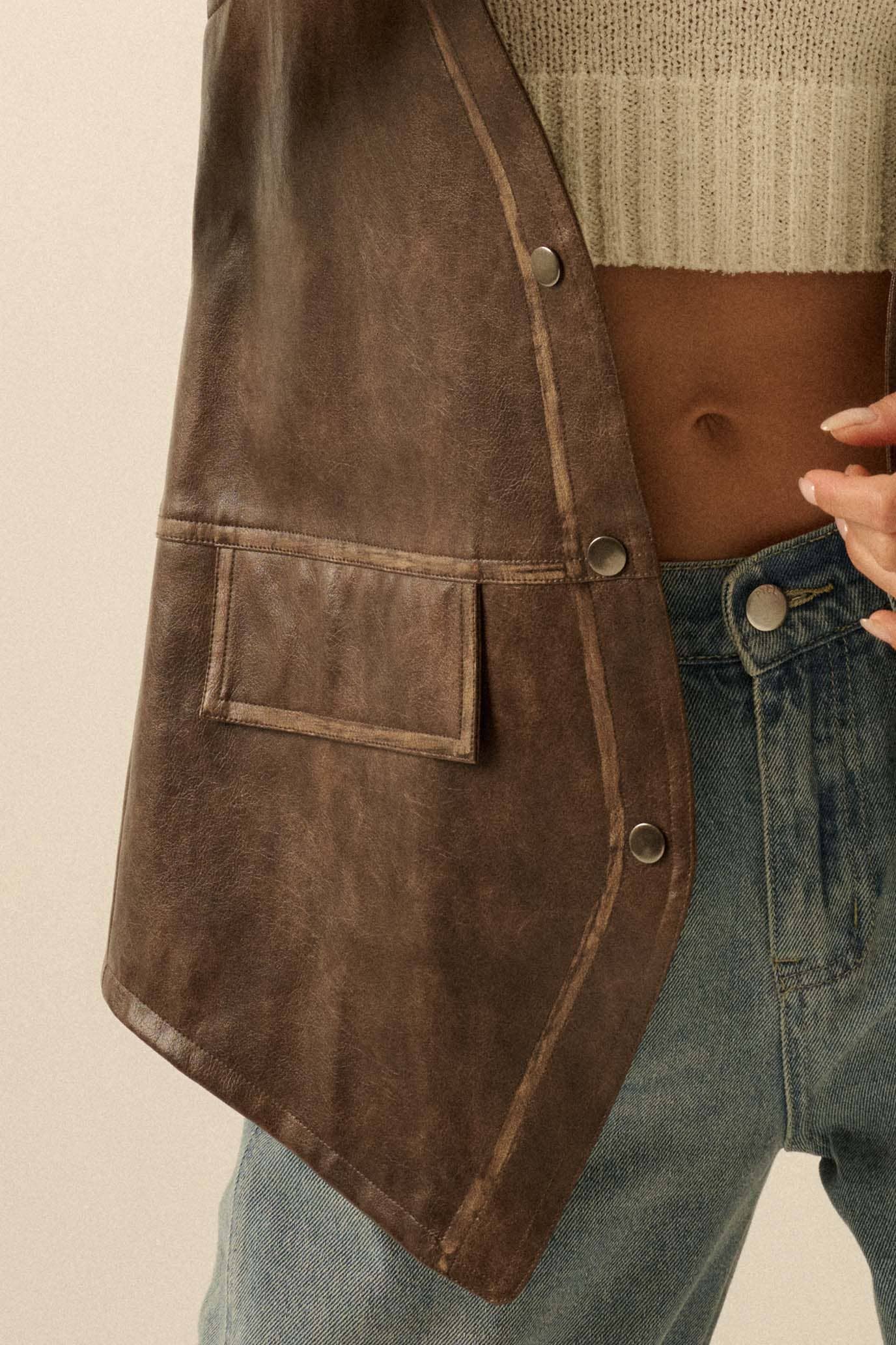 Faux Leather Western Vest