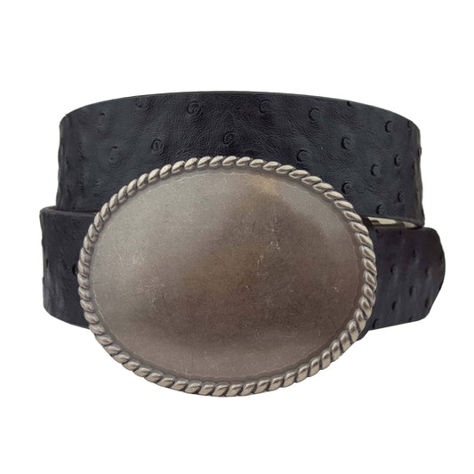 Midnight Ostrich Western Belt