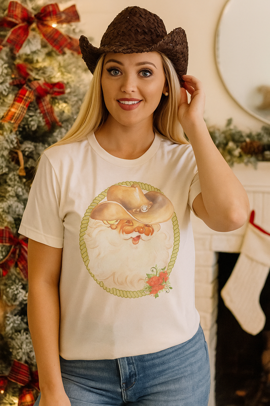 Christmas Cowboy Santa Tee