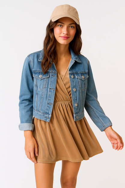 VELVET SHEER RUFFLE TRIM MINI DRESS - CHAMPAGNE