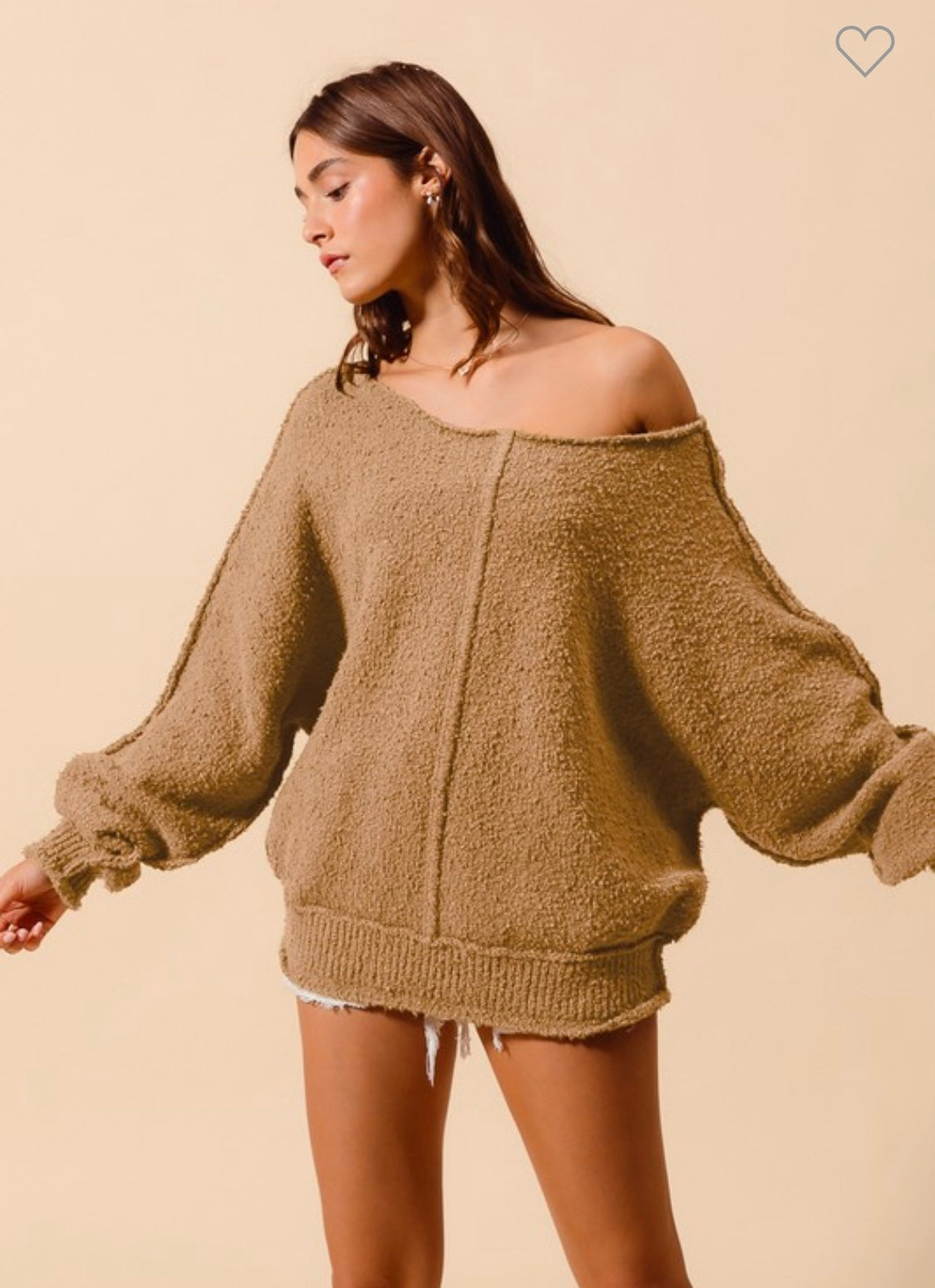 Loose Fit Exposed Seam Slouchy Sweater In Olive and Taupe