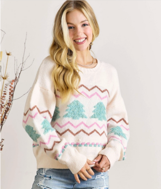 Gingerbread Holiday Cozy Knit White