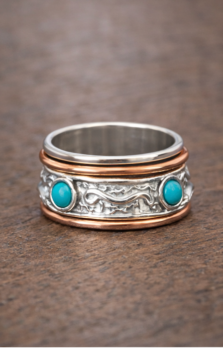 The Twin Sky Turquoise Spinner Ring