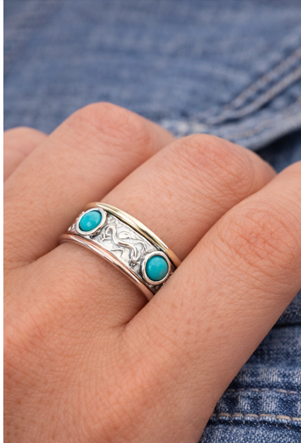 The Twin Sky Turquoise Spinner Ring