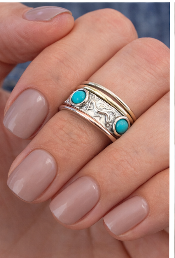The Twin Sky Turquoise Spinner Ring