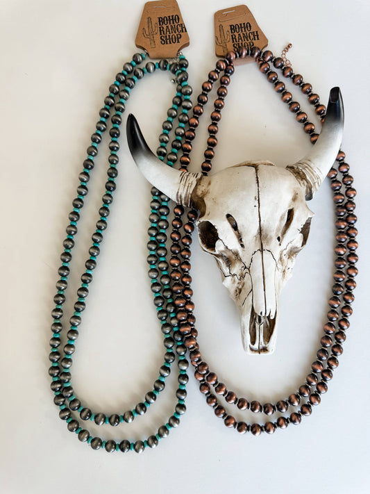 60" Turquoise Navajo Pearl Western Necklace