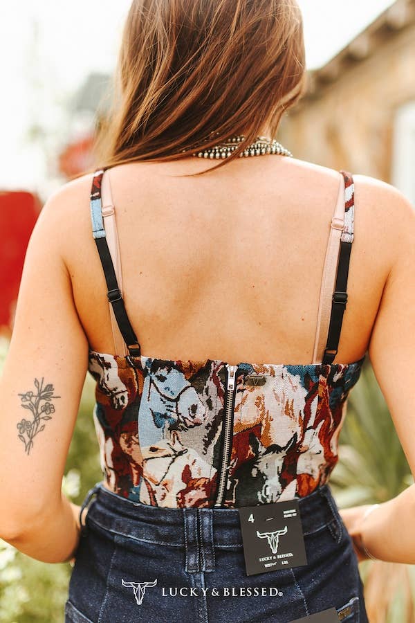 Wild Mustang Tapestry Corset Top