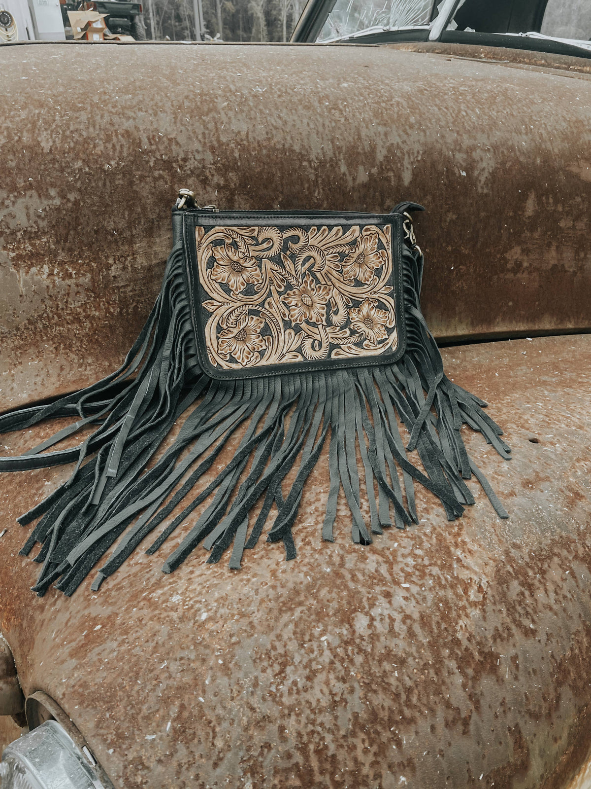 Rio Grande Tooled Leather Purse Crossbody
