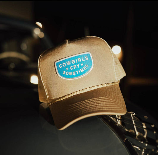 Cowgirls Cry Sometimes Khaki Rope Trucker Hat