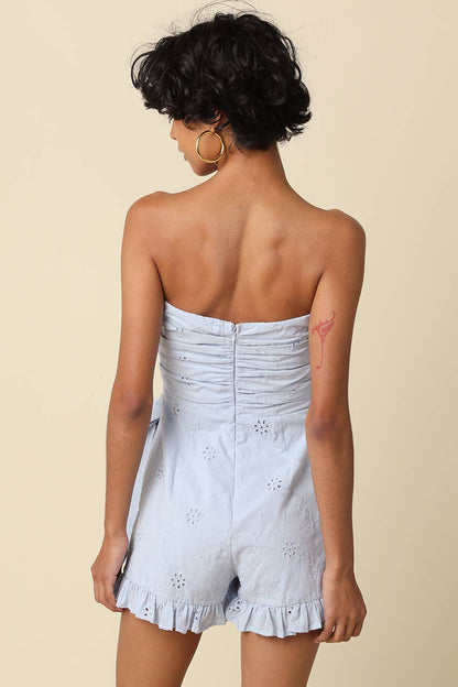 Alessia Strapless Wrap Romper: Sky / Contemporary / S